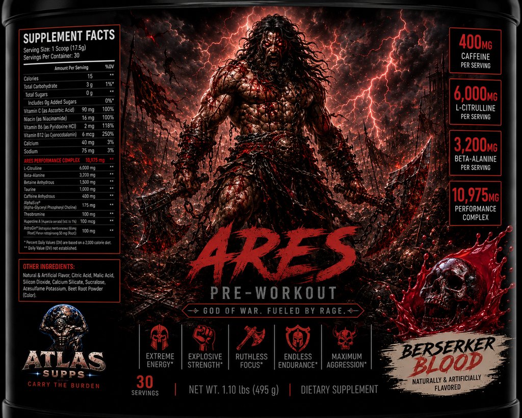 COMING SOON - Ares High-Stim Pre-Workout – Berserker Blood | 400mg Caffeine, 6g Citrulline, 3.2g Beta-Alanine